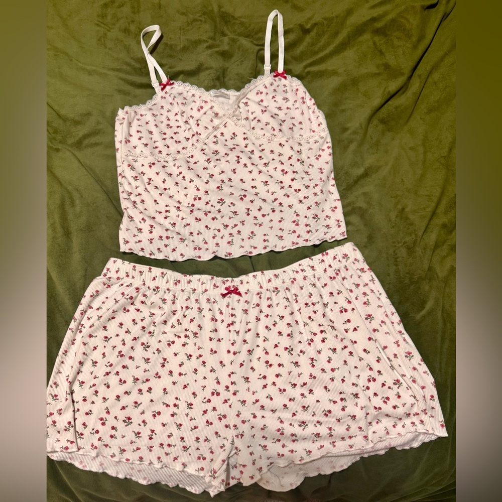 Light Pink Floral Cami and Short Sleep Set